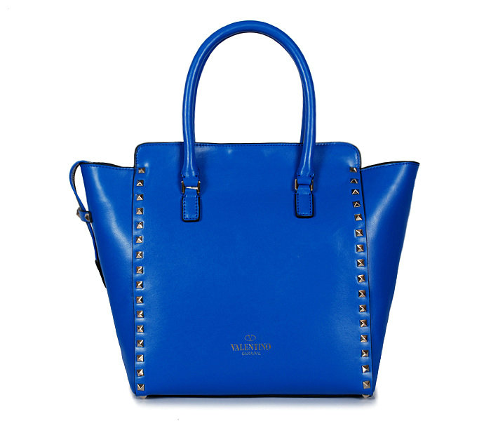2014 Valentino Garavani Rockstud Double Handle Bag VG2501 blue
